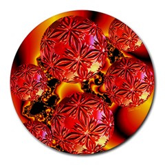  Flame Delights, Abstract Red Orange 8  Mouse Pad (round) by DianeClancy