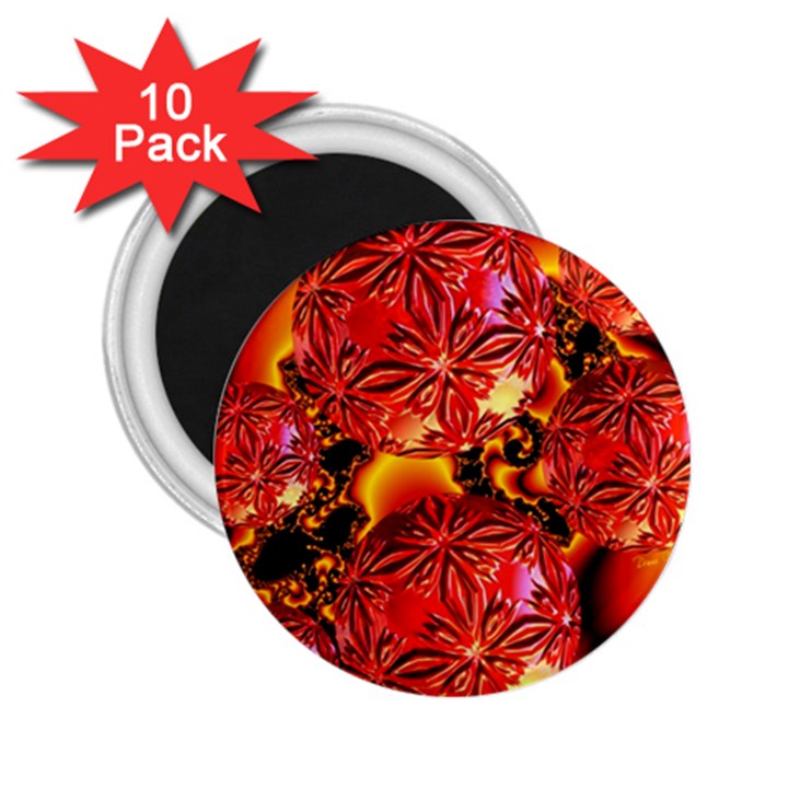  Flame Delights, Abstract Red Orange 2.25  Button Magnet (10 pack)