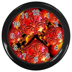  Flame Delights, Abstract Red Orange Wall Clock (black) by DianeClancy