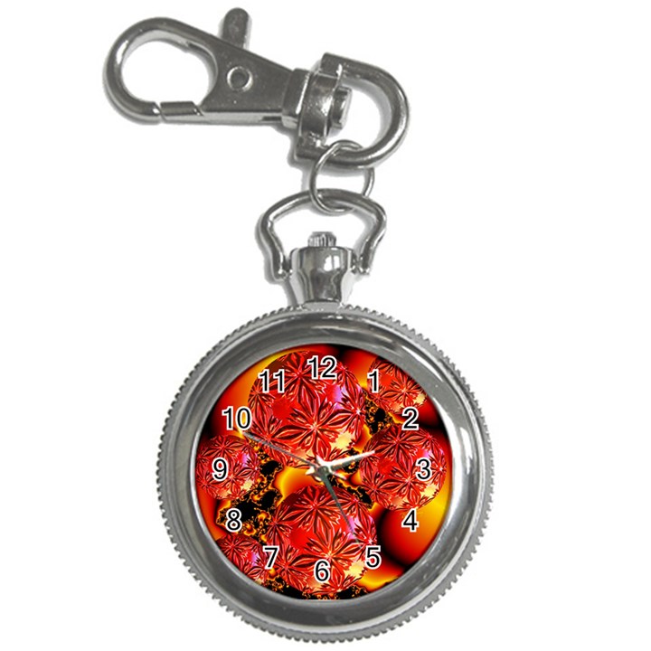  Flame Delights, Abstract Red Orange Key Chain Watch