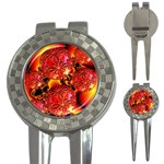  Flame Delights, Abstract Red Orange Golf Pitchfork & Ball Marker Front