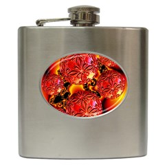  Flame Delights, Abstract Red Orange Hip Flask by DianeClancy