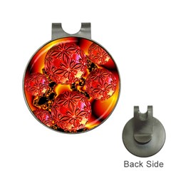  Flame Delights, Abstract Red Orange Hat Clip With Golf Ball Marker