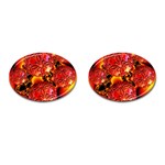  Flame Delights, Abstract Red Orange Cufflinks (Oval) Front(Pair)