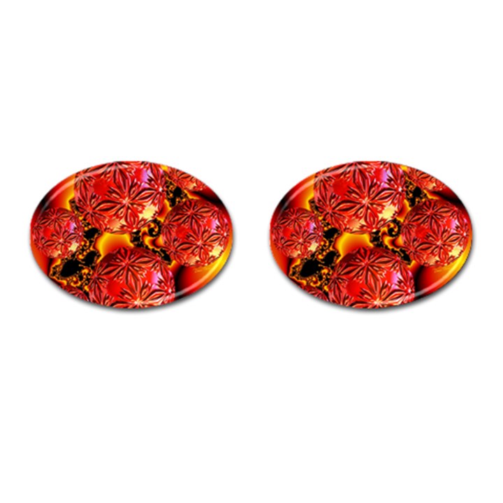  Flame Delights, Abstract Red Orange Cufflinks (Oval)