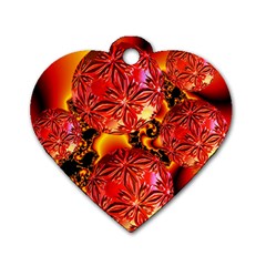  Flame Delights, Abstract Red Orange Dog Tag Heart (one Sided)  by DianeClancy