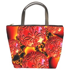  Flame Delights, Abstract Red Orange Bucket Handbag by DianeClancy