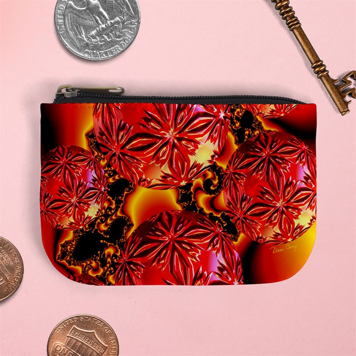  Flame Delights, Abstract Red Orange Coin Change Purse