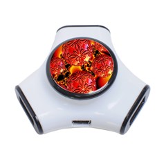  Flame Delights, Abstract Red Orange 3 Port Usb Hub by DianeClancy