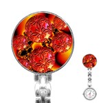  Flame Delights, Abstract Red Orange Stainless Steel Nurses Watch Front