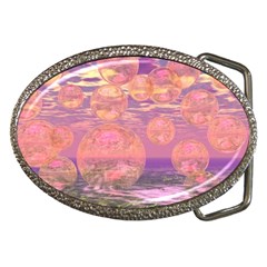 Glorious Skies, Abstract Pink And Yellow Dream Belt Buckle (oval) by DianeClancy