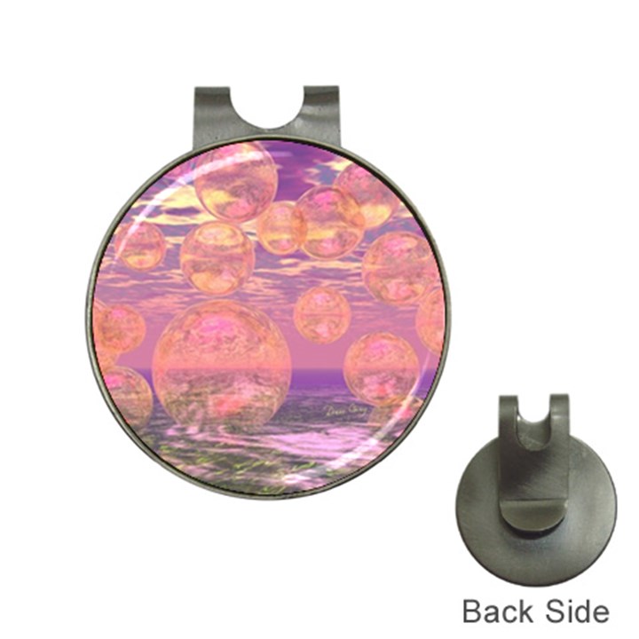 Glorious Skies, Abstract Pink And Yellow Dream Hat Clip with Golf Ball Marker