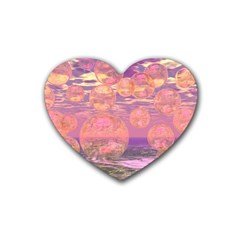 Glorious Skies, Abstract Pink And Yellow Dream Drink Coasters 4 Pack (heart)  by DianeClancy