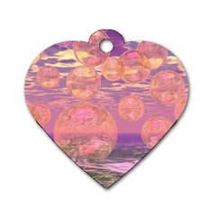 Glorious Skies, Abstract Pink And Yellow Dream Dog Tag Heart (one Sided) 