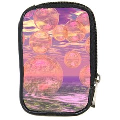 Glorious Skies, Abstract Pink And Yellow Dream Compact Camera Leather Case by DianeClancy