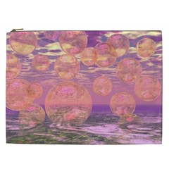 Glorious Skies, Abstract Pink And Yellow Dream Cosmetic Bag (xxl) by DianeClancy