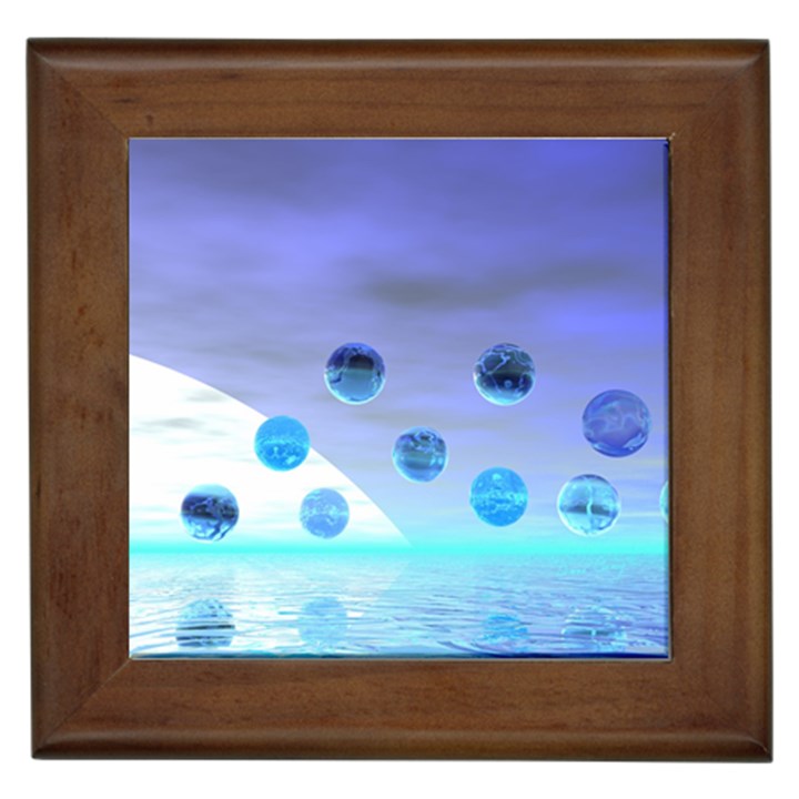 Moonlight Wonder, Abstract Journey To The Unknown Framed Ceramic Tile