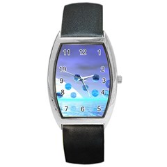 Moonlight Wonder, Abstract Journey To The Unknown Tonneau Leather Watch by DianeClancy