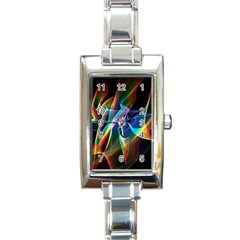 Aurora Ribbons, Abstract Rainbow Veils  Rectangular Italian Charm Watch