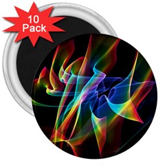 Aurora Ribbons, Abstract Rainbow Veils  3  Button Magnet (10 Pack)