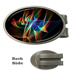 Aurora Ribbons, Abstract Rainbow Veils  Money Clip (oval)