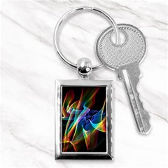 Aurora Ribbons, Abstract Rainbow Veils  Key Chain (rectangle)