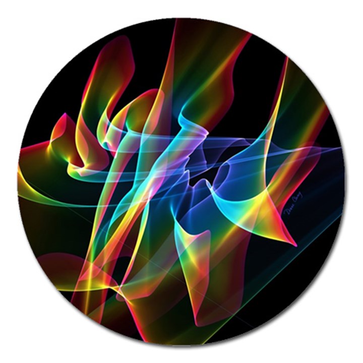 Aurora Ribbons, Abstract Rainbow Veils  Magnet 5  (Round)