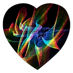 Aurora Ribbons, Abstract Rainbow Veils  Jigsaw Puzzle (heart) by DianeClancy