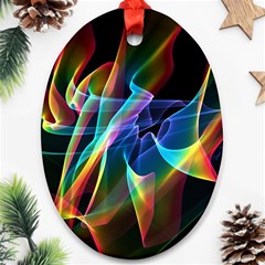 Aurora Ribbons, Abstract Rainbow Veils  Oval Ornament (two Sides)