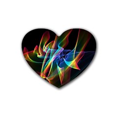 Aurora Ribbons, Abstract Rainbow Veils  Drink Coasters 4 Pack (heart) 