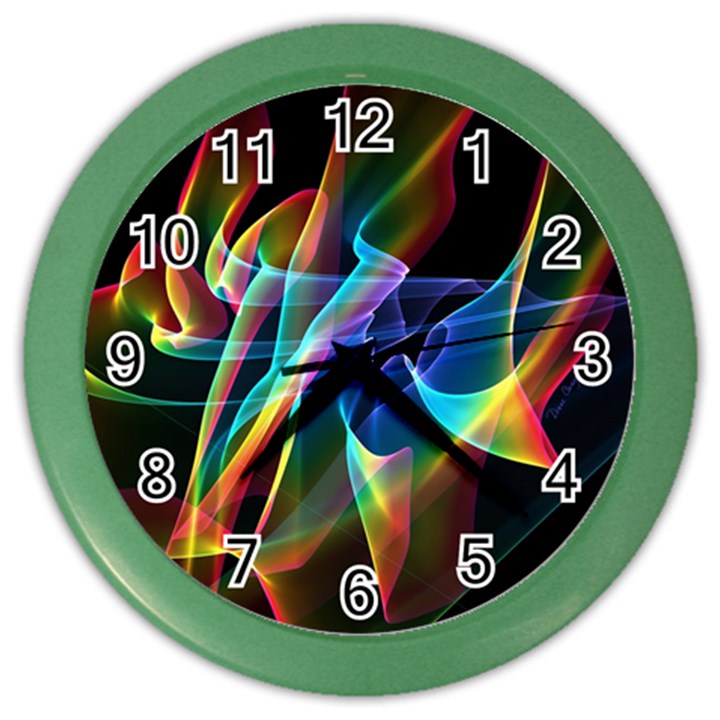 Aurora Ribbons, Abstract Rainbow Veils  Wall Clock (Color)