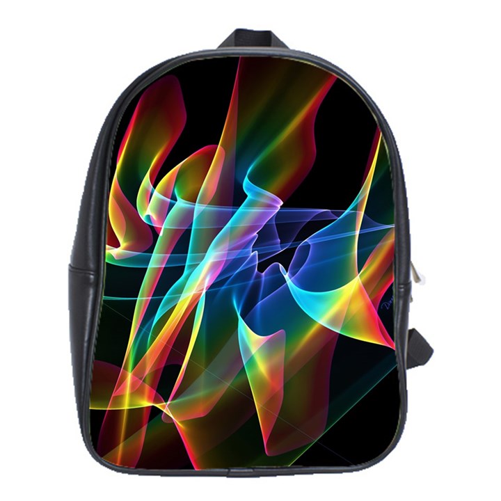 Aurora Ribbons, Abstract Rainbow Veils  School Bag (Large)