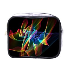 Aurora Ribbons, Abstract Rainbow Veils  Mini Travel Toiletry Bag (one Side) by DianeClancy