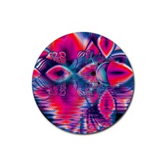 Cosmic Heart Of Fire, Abstract Crystal Palace Drink Coaster (round) by DianeClancy