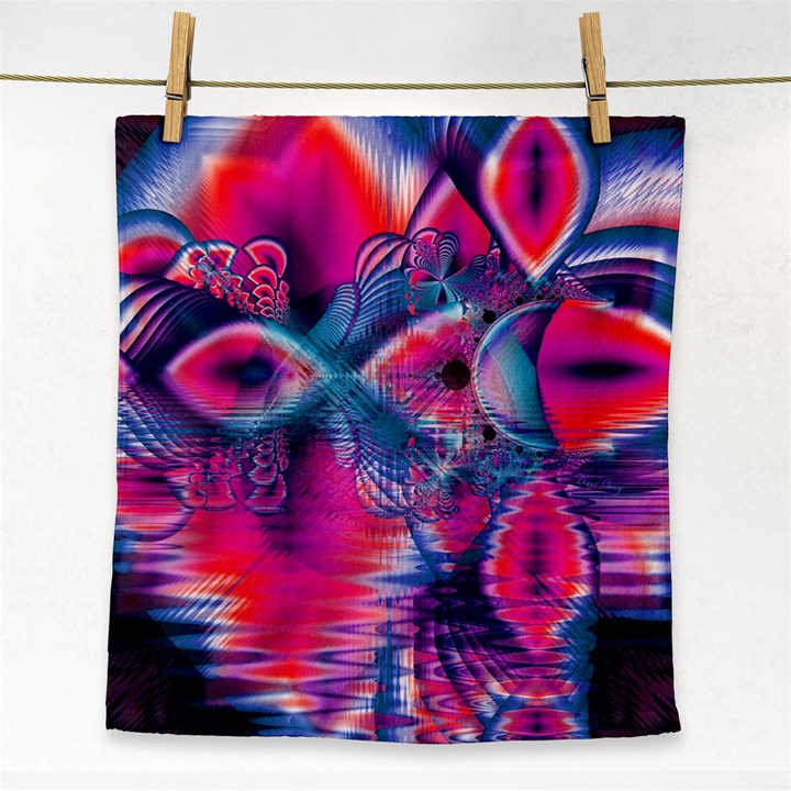 Cosmic Heart of Fire, Abstract Crystal Palace Face Towel