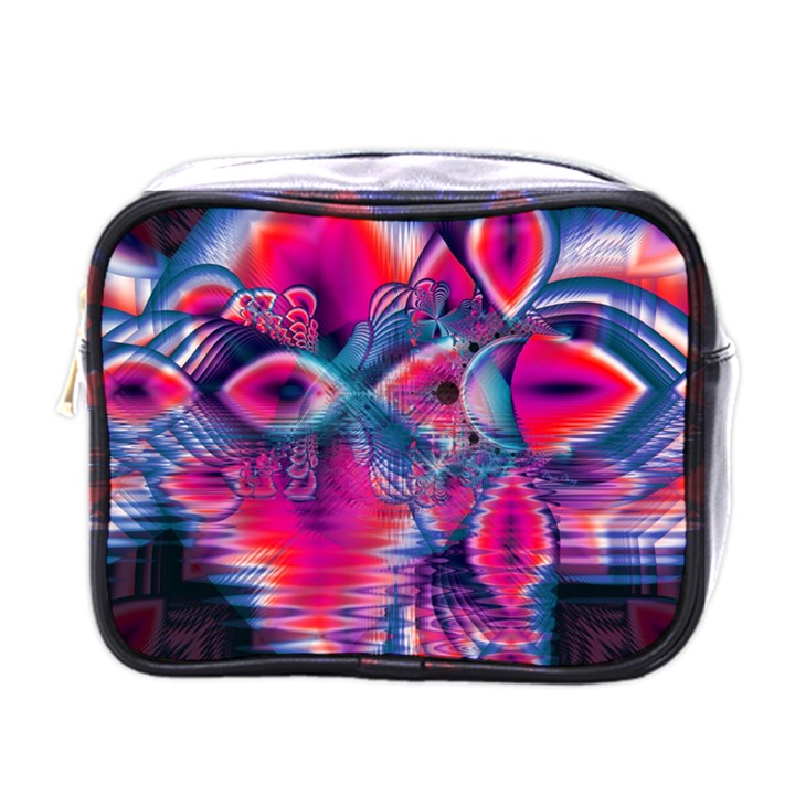 Cosmic Heart of Fire, Abstract Crystal Palace Mini Travel Toiletry Bag (One Side)