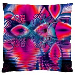 Cosmic Heart Of Fire, Abstract Crystal Palace Large Cushion Case (two Sided)  by DianeClancy