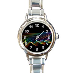  Flowing Fabric Of Rainbow Light, Abstract  Round Italian Charm Watch