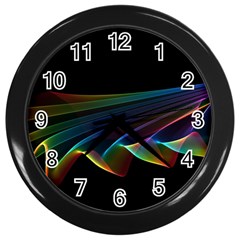  Flowing Fabric Of Rainbow Light, Abstract  Wall Clock (black)