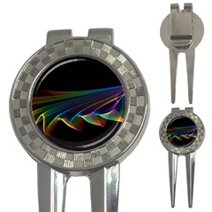  Flowing Fabric Of Rainbow Light, Abstract  Golf Pitchfork & Ball Marker