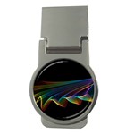  Flowing Fabric of Rainbow Light, Abstract  Money Clip (Round) Front