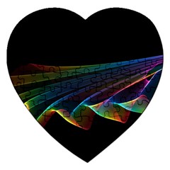  Flowing Fabric Of Rainbow Light, Abstract  Jigsaw Puzzle (heart) by DianeClancy