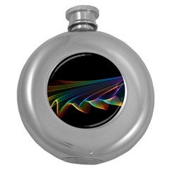  Flowing Fabric Of Rainbow Light, Abstract  Hip Flask (round) by DianeClancy