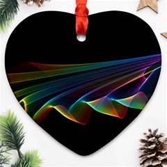  Flowing Fabric Of Rainbow Light, Abstract  Heart Ornament (two Sides) by DianeClancy