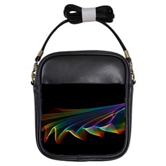  Flowing Fabric Of Rainbow Light, Abstract  Girl s Sling Bag by DianeClancy