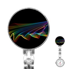  Flowing Fabric Of Rainbow Light, Abstract  Stainless Steel Nurses Watch by DianeClancy