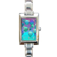 Ocean Dreams, Abstract Aqua Violet Ocean Fantasy Rectangular Italian Charm Watch by DianeClancy