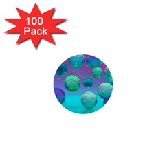 Ocean Dreams, Abstract Aqua Violet Ocean Fantasy 1  Mini Button (100 Pack) by DianeClancy