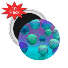 Ocean Dreams, Abstract Aqua Violet Ocean Fantasy 2 25  Button Magnet (10 Pack) by DianeClancy