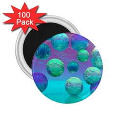 Ocean Dreams, Abstract Aqua Violet Ocean Fantasy 2 25  Button Magnet (100 Pack) by DianeClancy